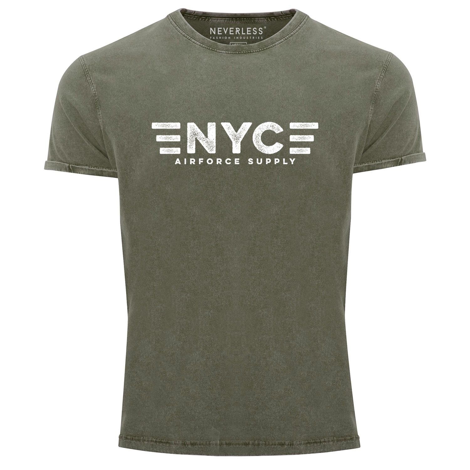 Neverless Print-Shirt Herren Vintage Shirt Aufdruck günstig online kaufen