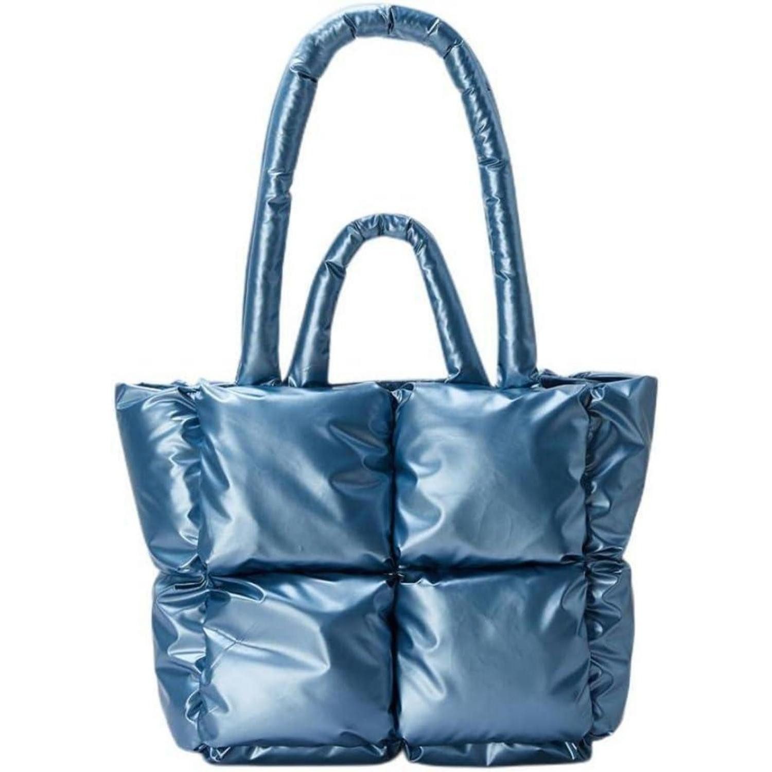 LuxusKollektion Handtasche Tote Bag Puffer Quilted Down Damen Schultertasche Blau