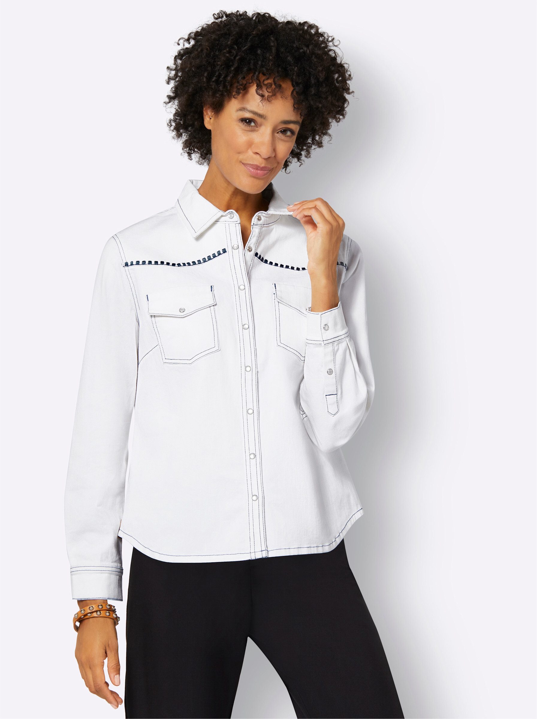 Witt Klassische Bluse Jeansbluse Langarm