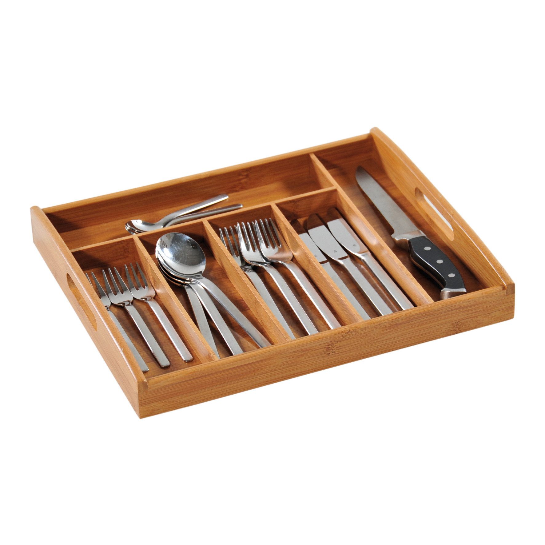KESPER® Besteckkasten Besteckeinsatz mit 2 Tragegriffen Besteck-Kasten Bestecktablett (Besteckorganizer, mit 2 Griffen für einfachen Transport), Organizer für Küche und Haushalt