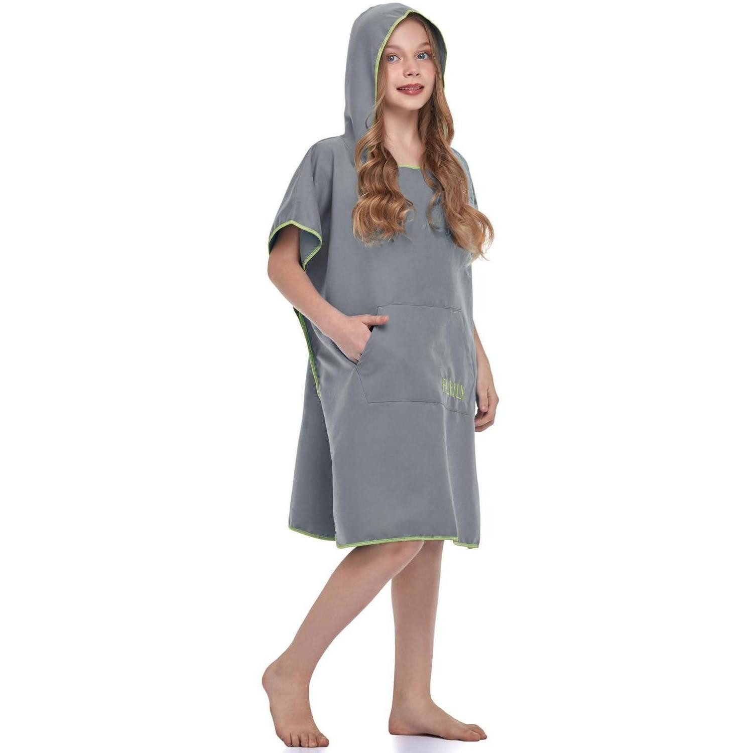 LuxusKollektion Badeponcho Surf Poncho Umkleidehilfe Grau Unisex, Textil, Kapuze