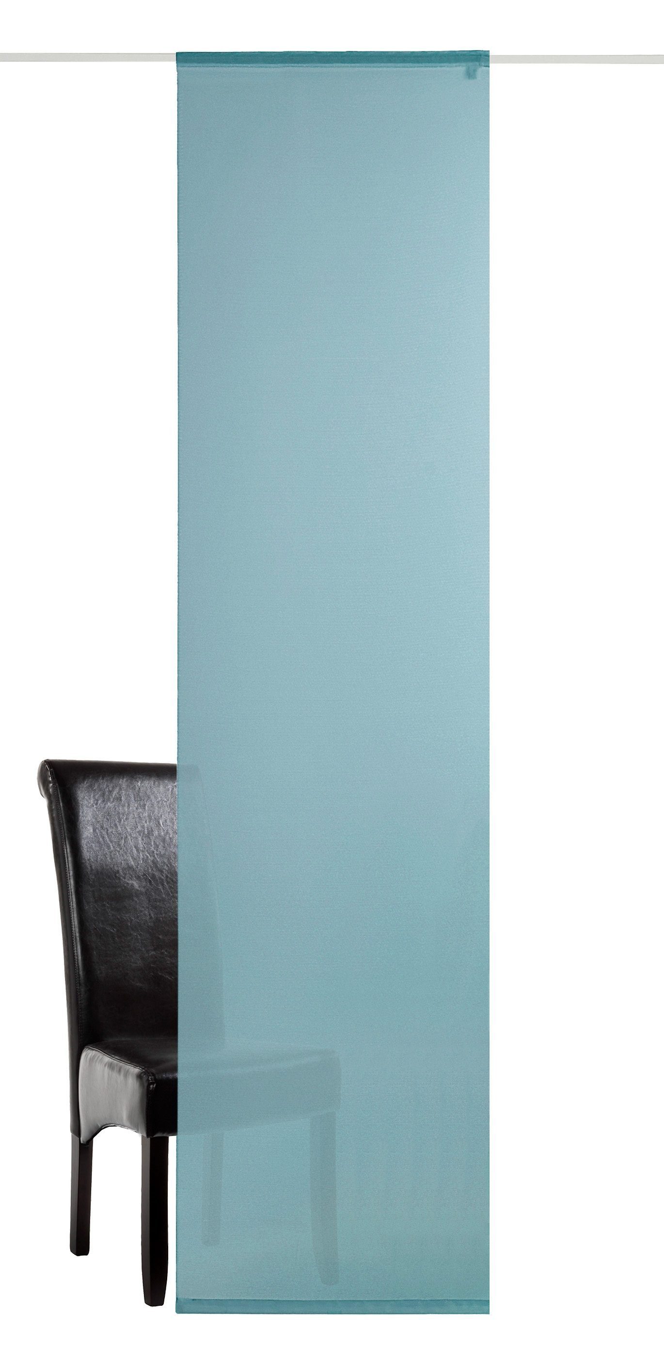 Schiebegardine Saros, Neutex for you!, Klettband (1 St), halbtransparent, HxB: 245x60, inkl. Befestigungszubehör blau