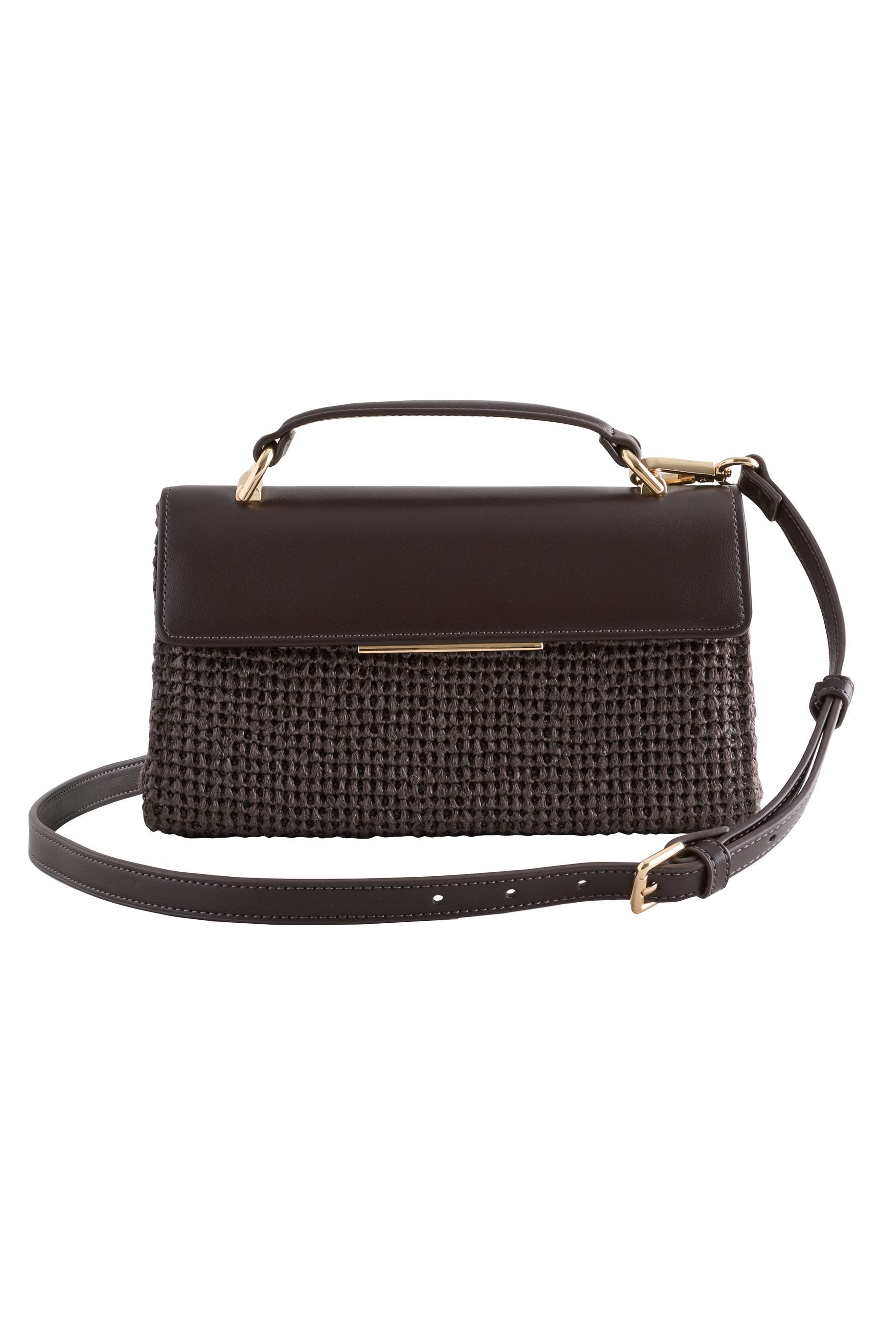 Clutch Tragetasche in Raffia-Optik mit Griff