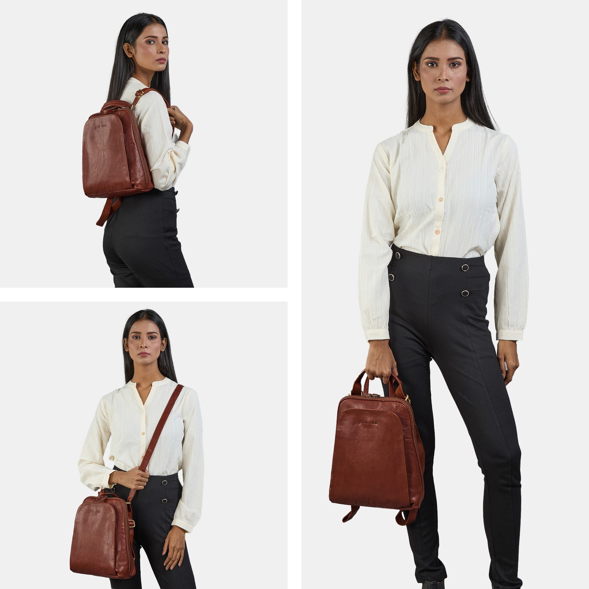 STILORD Cityrucksack "Ophelia" 2-in-1 Rucksack-Tasche Echt Leder Damen 10,9 Zoll