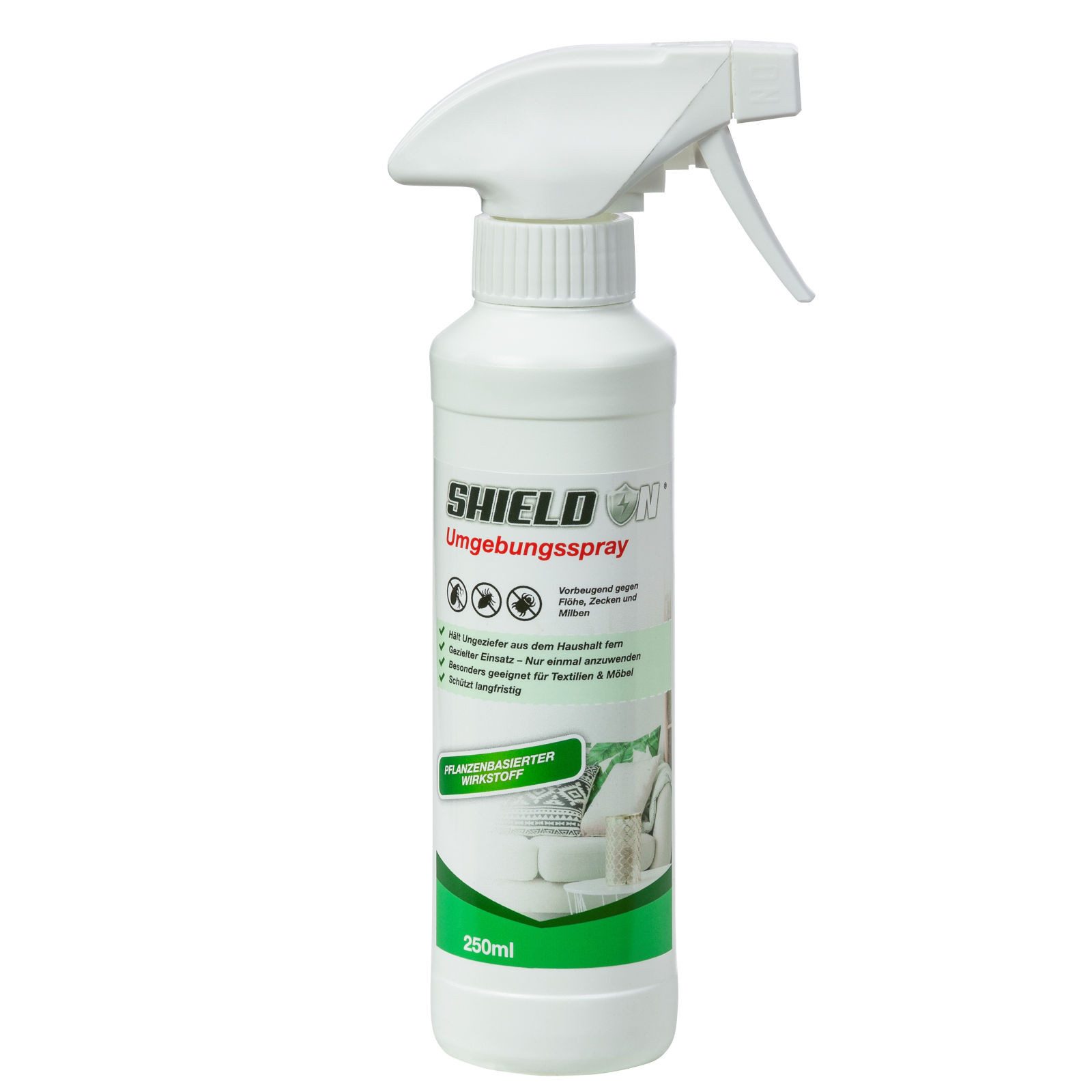 Shield On Insektenspray Umgebungsspray 250 ml, gegen Ungeziefer im Haushalt, 250 ml
