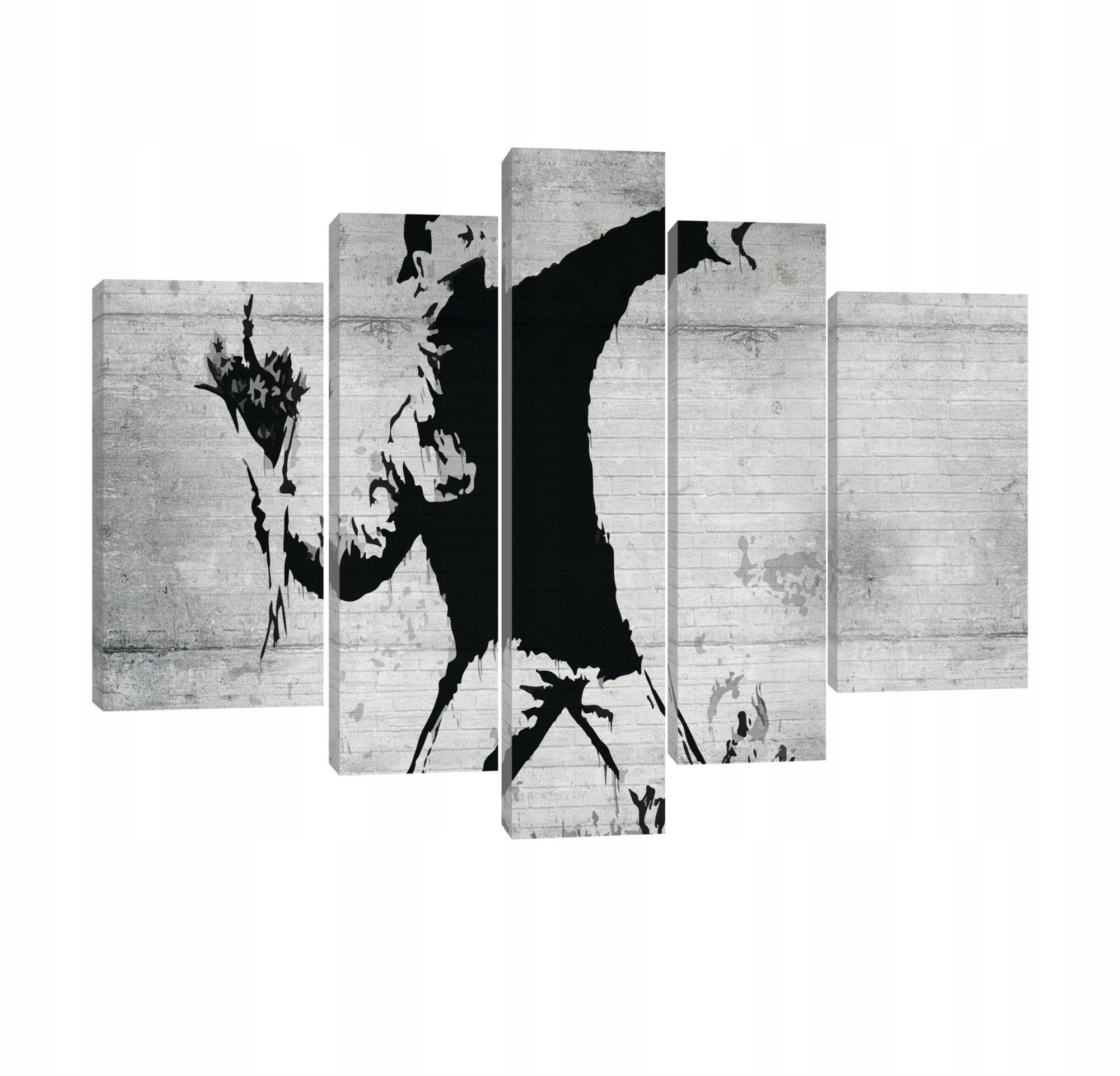 Wallarena Leinwandbild Set Banksy Abstrakt Kunst Wandbilder 170x100 cm Groß XXL Wand Deko, Banksy (Set 5 teilig, 5 St), Leinwand Bilder Wohnzimmer Schlafzimmer Küche Wandbild Leinwandbilder
