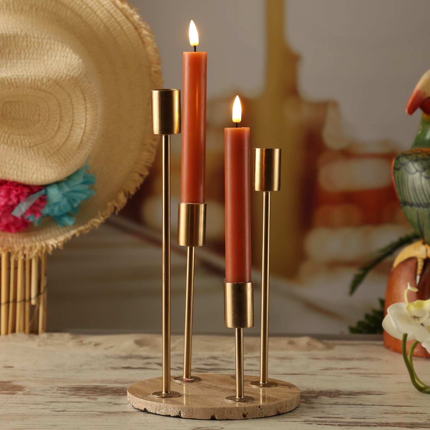 Advent Marmor (1 Kerzenständer Kerzenhalter MARELIDA Kerzenständer St) Weihnachten Stabkerzenhalter