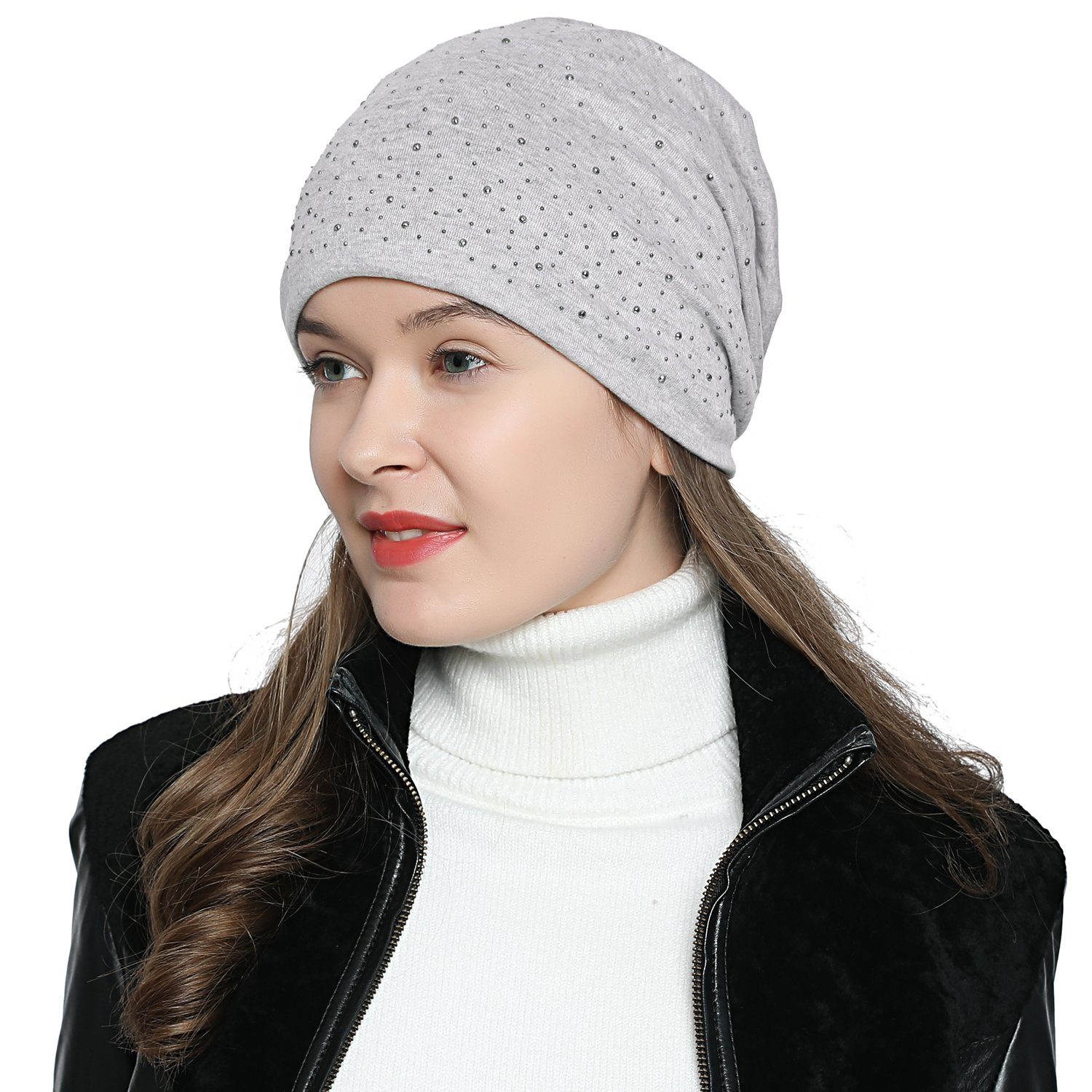DonDon Beanie Damen Slouch Nieten (Packung, 1-St) Wintermütze, Beanie mit P günstig online kaufen