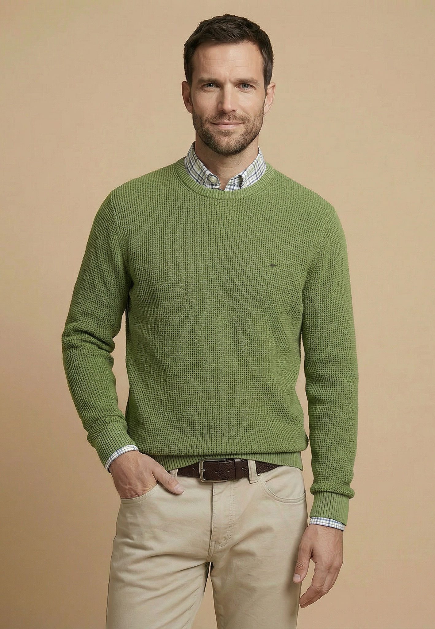 FYNCH-HATTON Strickpullover aus Baumwolle, normale Passform, hüftbedeckende Länge