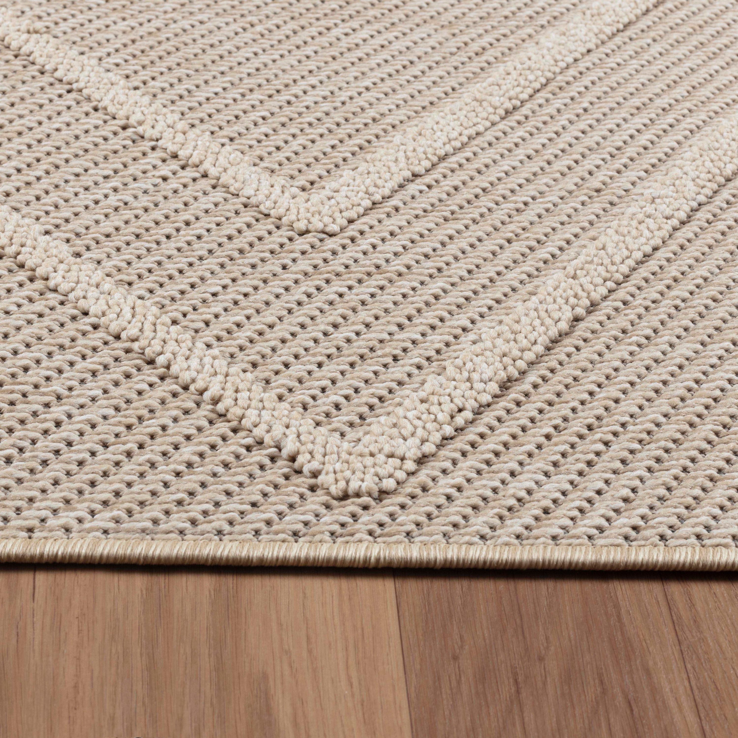 SIMPEX24 Outdoorteppich Boho Design, Läufer, Höhe: 8 mm, In & Outdoor Teppich Beige Boho Design für Küchen Balkon Terrasse