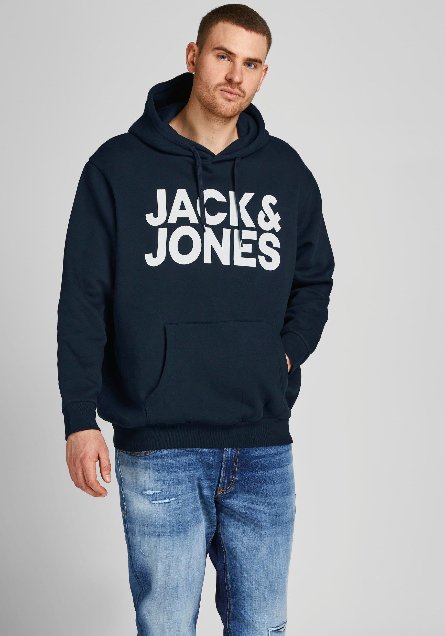 Jack CORP Größe 6XL Bis LOGO Jones PlusSize navy HOOD & SWEAT Kapuzensweatshirt