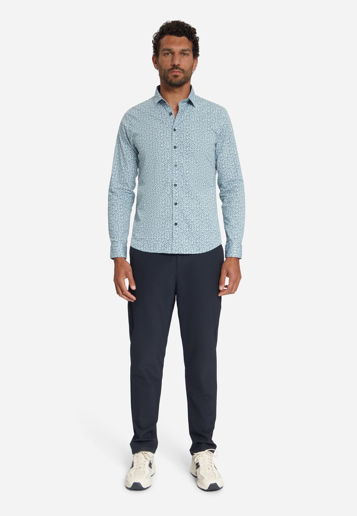 NO EXCESS Businesshemd Shirt Stretch Allover Printed - Musterhemd Stretch