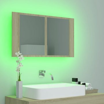 vidaXL Badezimmerspiegelschrank LED-Bad-Spiegelschrank Sonoma-Eiche 80x12x45 cm Acryl (1-St)