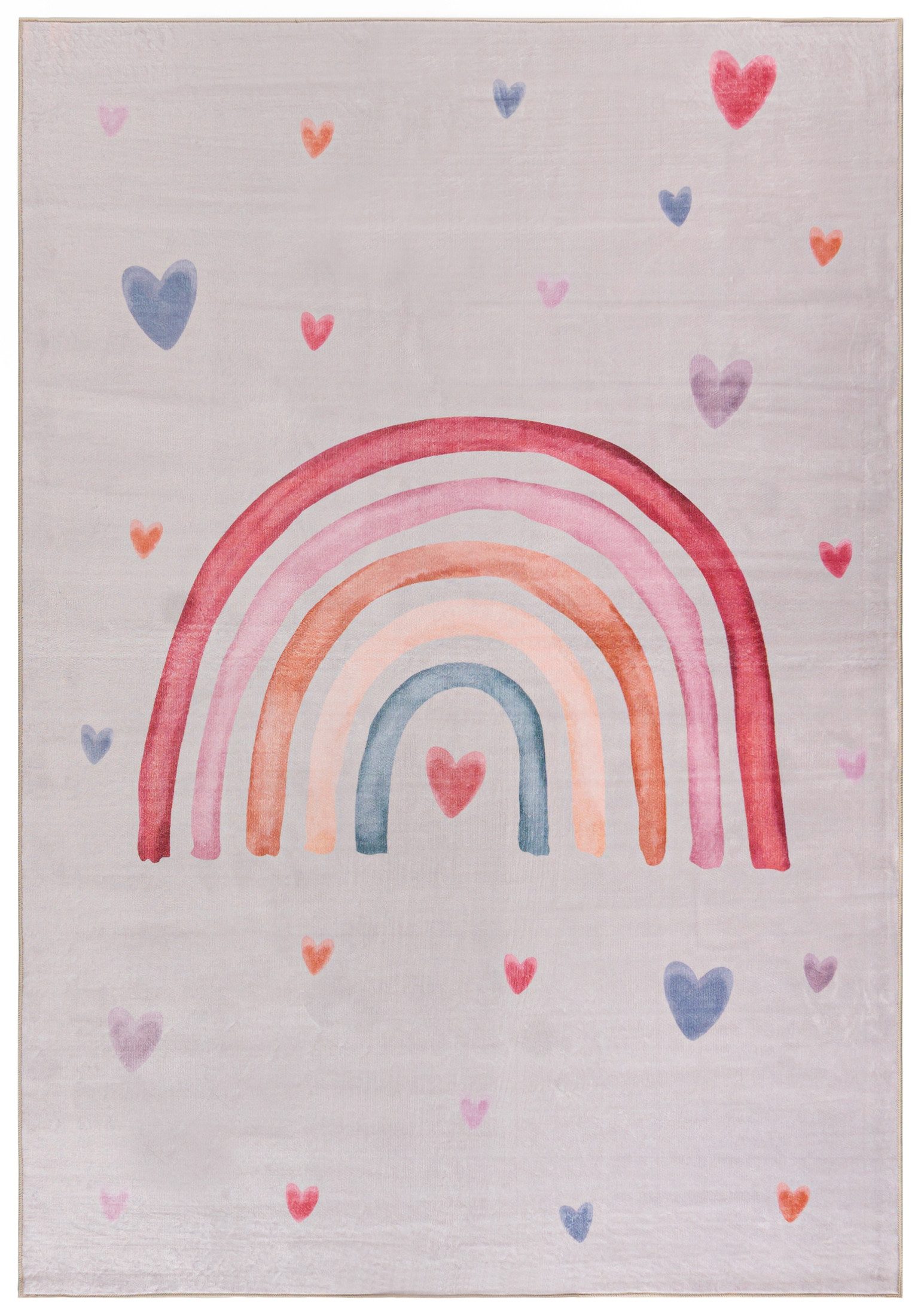 Mazovia Designteppich Kinder Herzen,Regenbogen Kinderzimmer, 120 x 170 cm, Fußbodenheizung