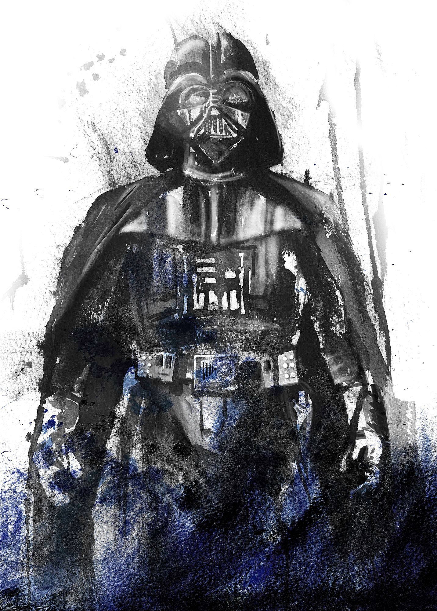 Komar Vliestapete Digitaldruck Vlies - Star Wars Watercolor Vader - Größe 200 x 280 cm, glatt, bedruckt, Kinderzimmer