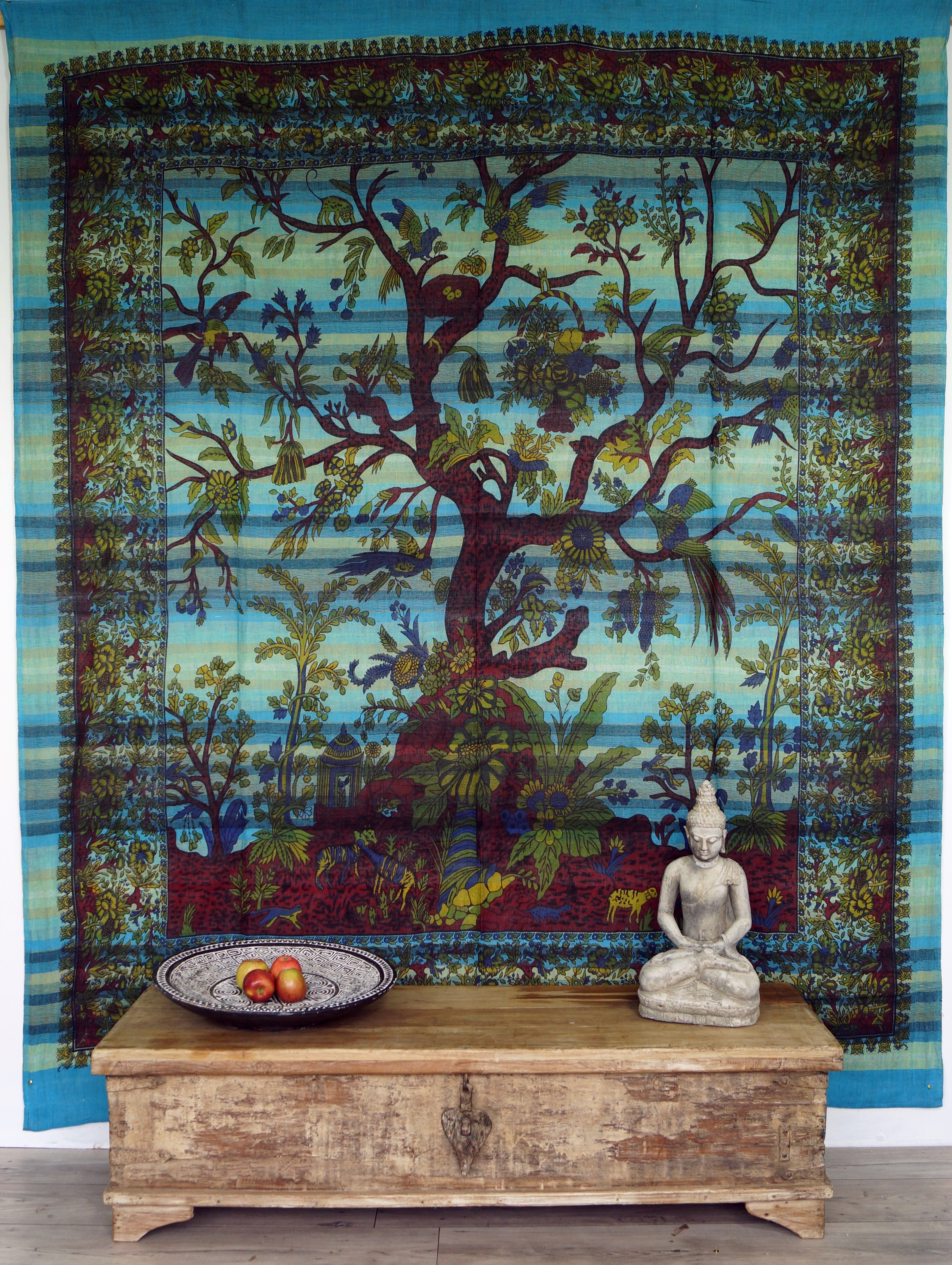 Boho-Style Tagesdecke Wandbehang, türkis Tagesdecke.., Guru-Shop indische