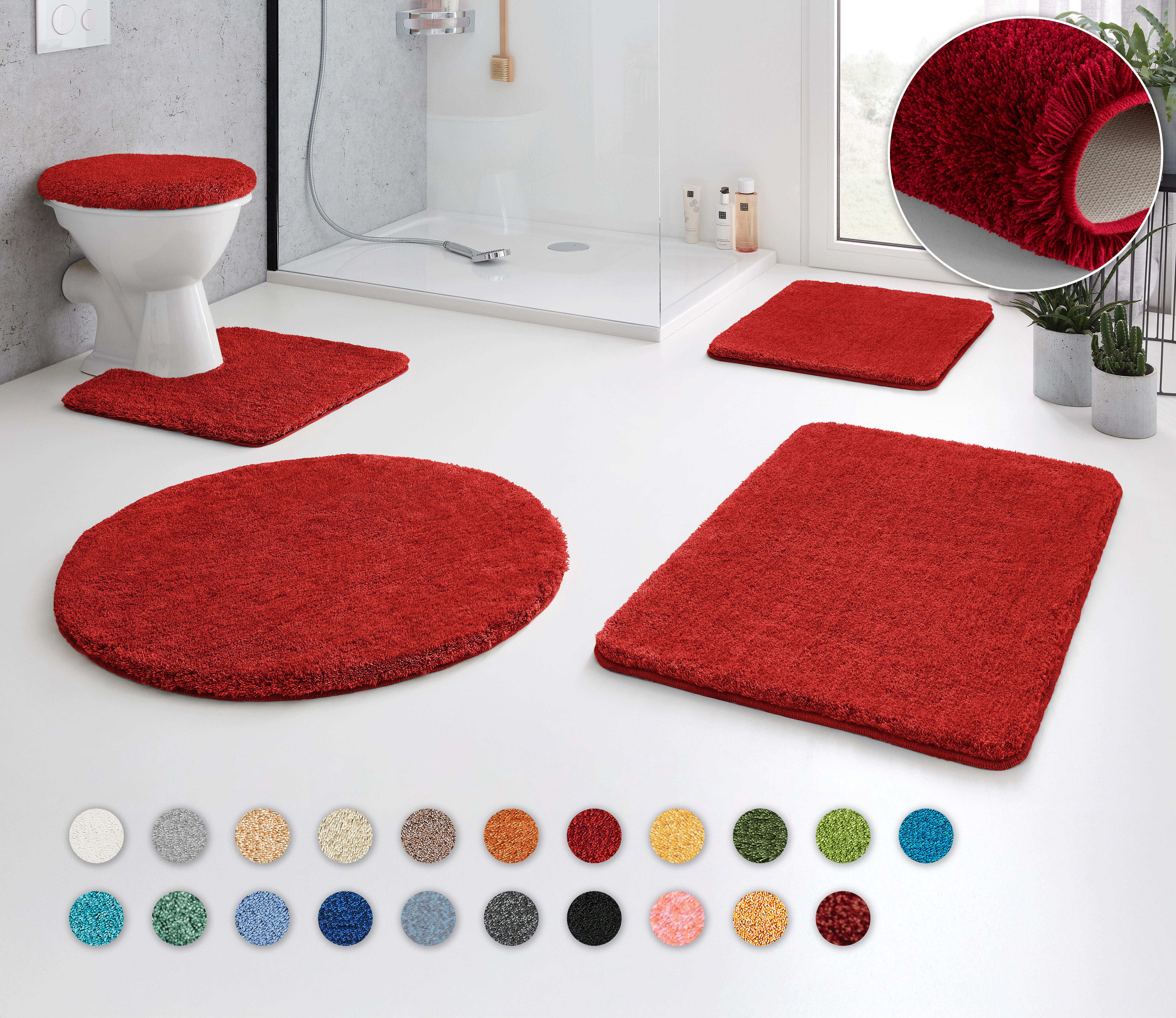 Kleine Wolke Badematte RELAX, Badvorleger, Badezimmer Teppich, Höhe 30 mm, rutschhemmend beschichtet, fußbodenheizungsgeeignet, Polyacryl, quadratisch, WC Vorleger mit Ausschnitt, Badteppich, meliert, rechteckig, rund & als Set erhältlich