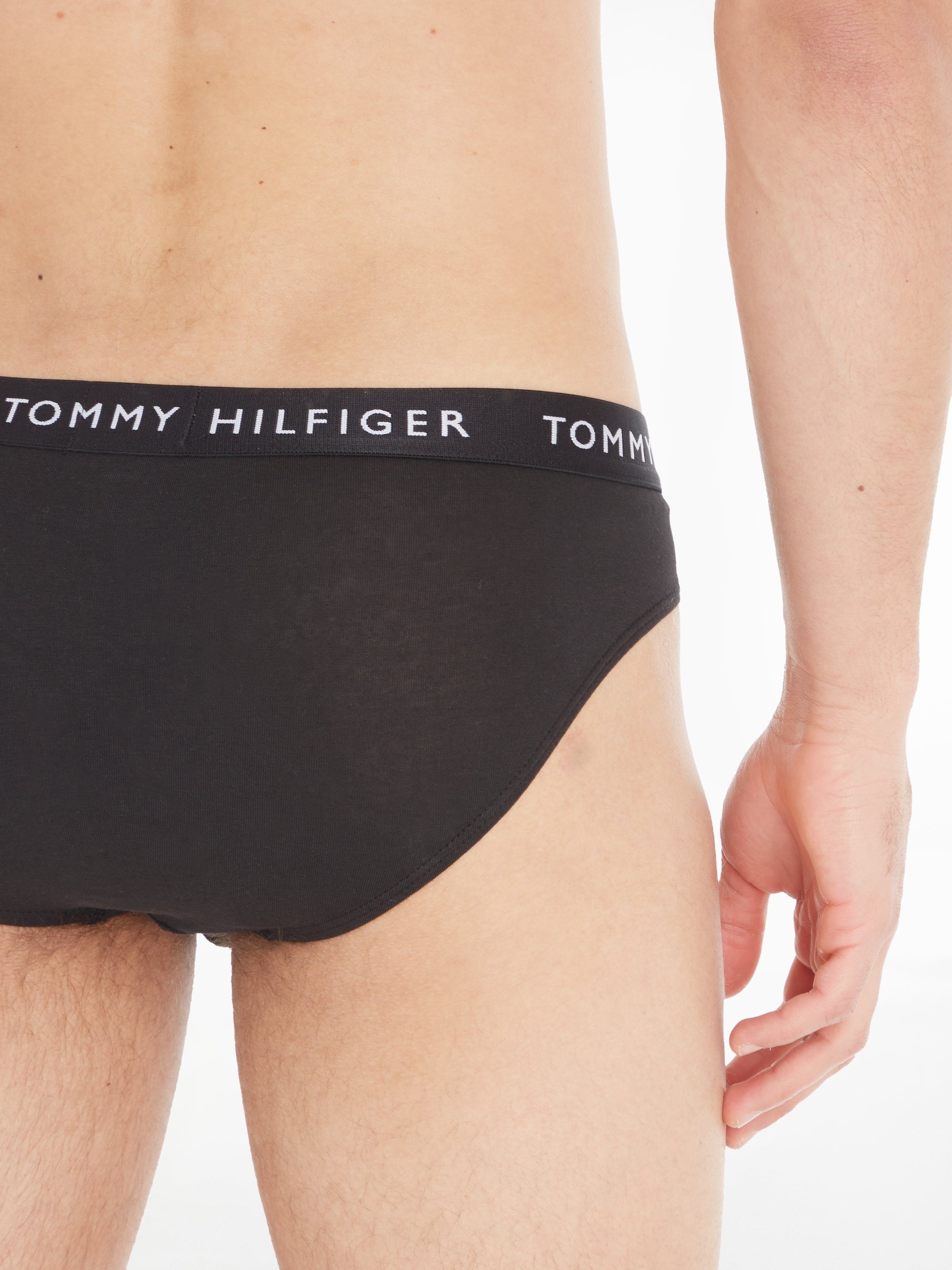 Slip weiß, mit grau-weiß, Underwear 3er-Pack) Wäschebund (Packung, kontrastfarbenem schwarz 3-St., Hilfiger Tommy