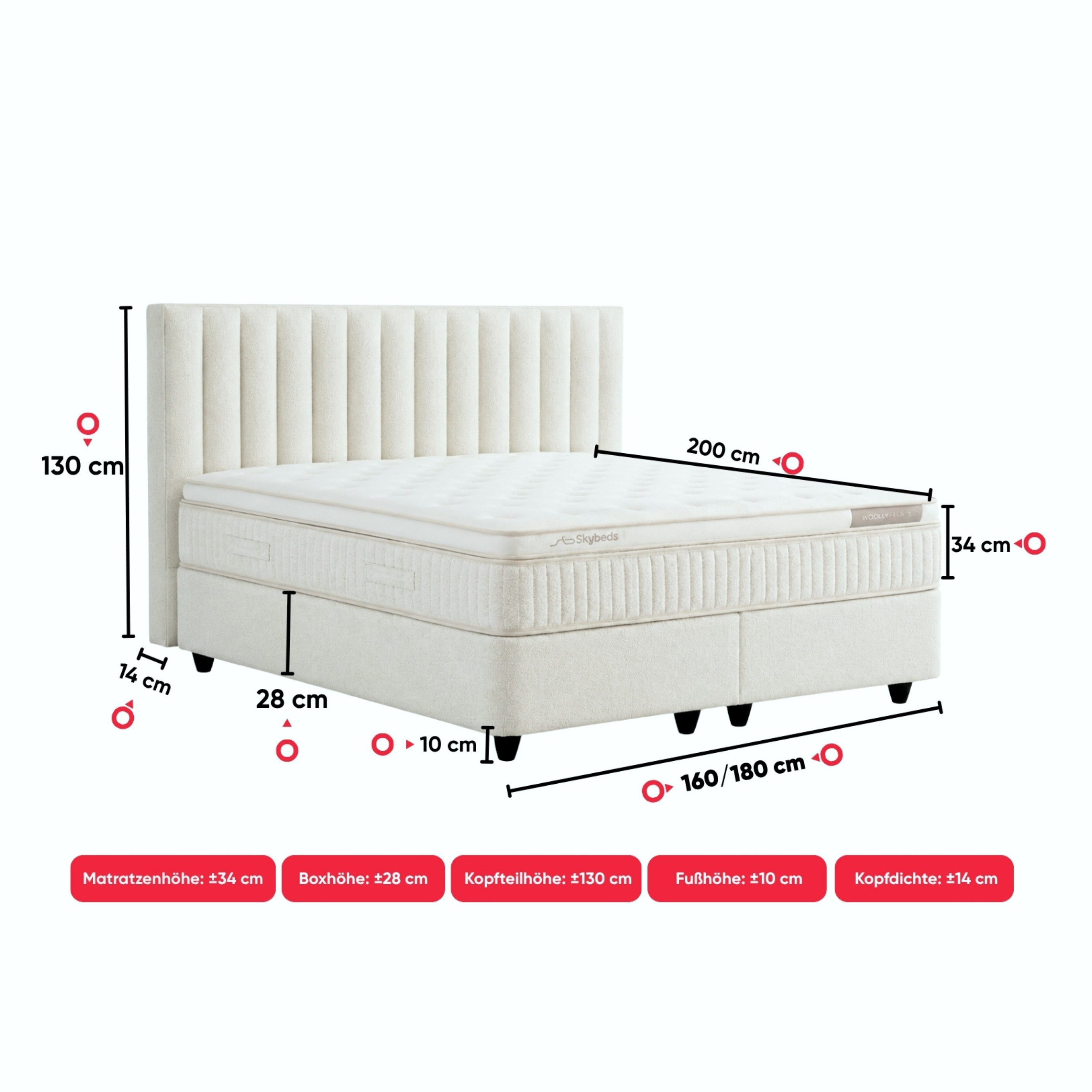 gowoll Boxspringbett mit Matratze und Topper Stauraumbett Betkasten inkl. Lieferung Beleza (Set, 2 Bettkästen, 1 Matratze, 1 Kopfteil (Nachttisch optional), ink – Bild 5 von 5