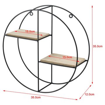 en.casa Wandregal, »Lily« Wandboard mit 2 Ablagefächern Deko Regal Rund Metall