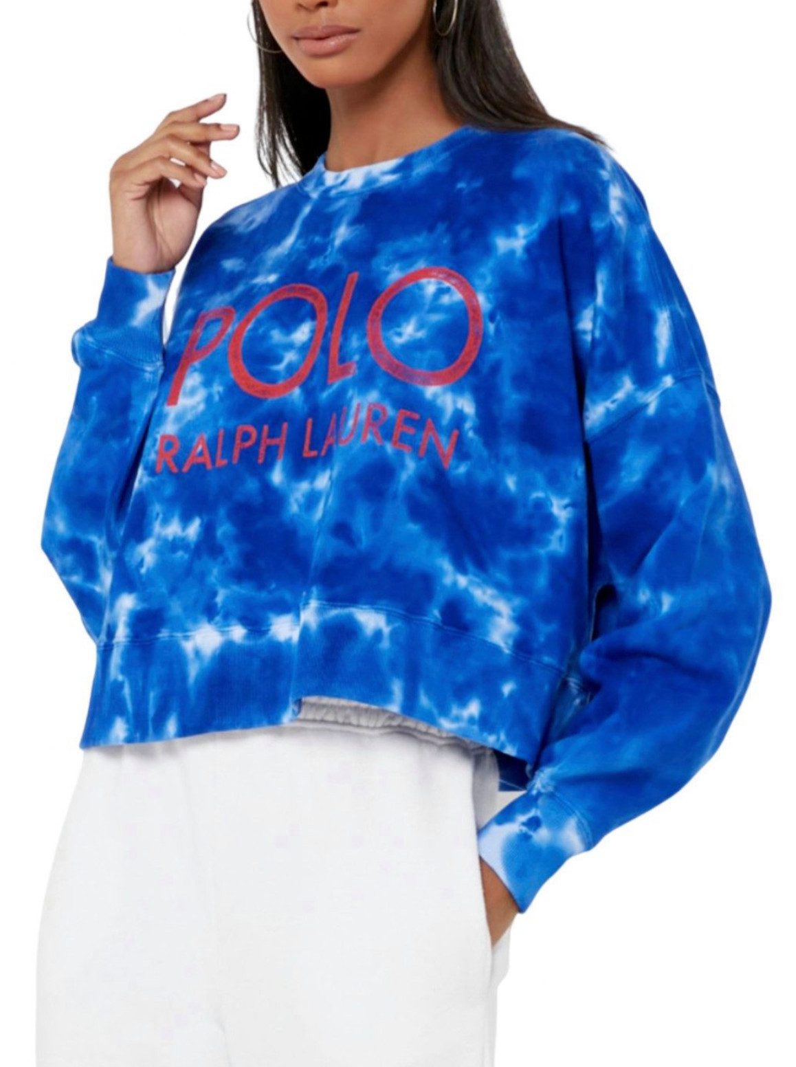 Polo Ralph Lauren Sweatshirt Sweater French Terry Cropped Batik Pullover Sofortige Authentifizierung über das Ralph Lauren-System möglich