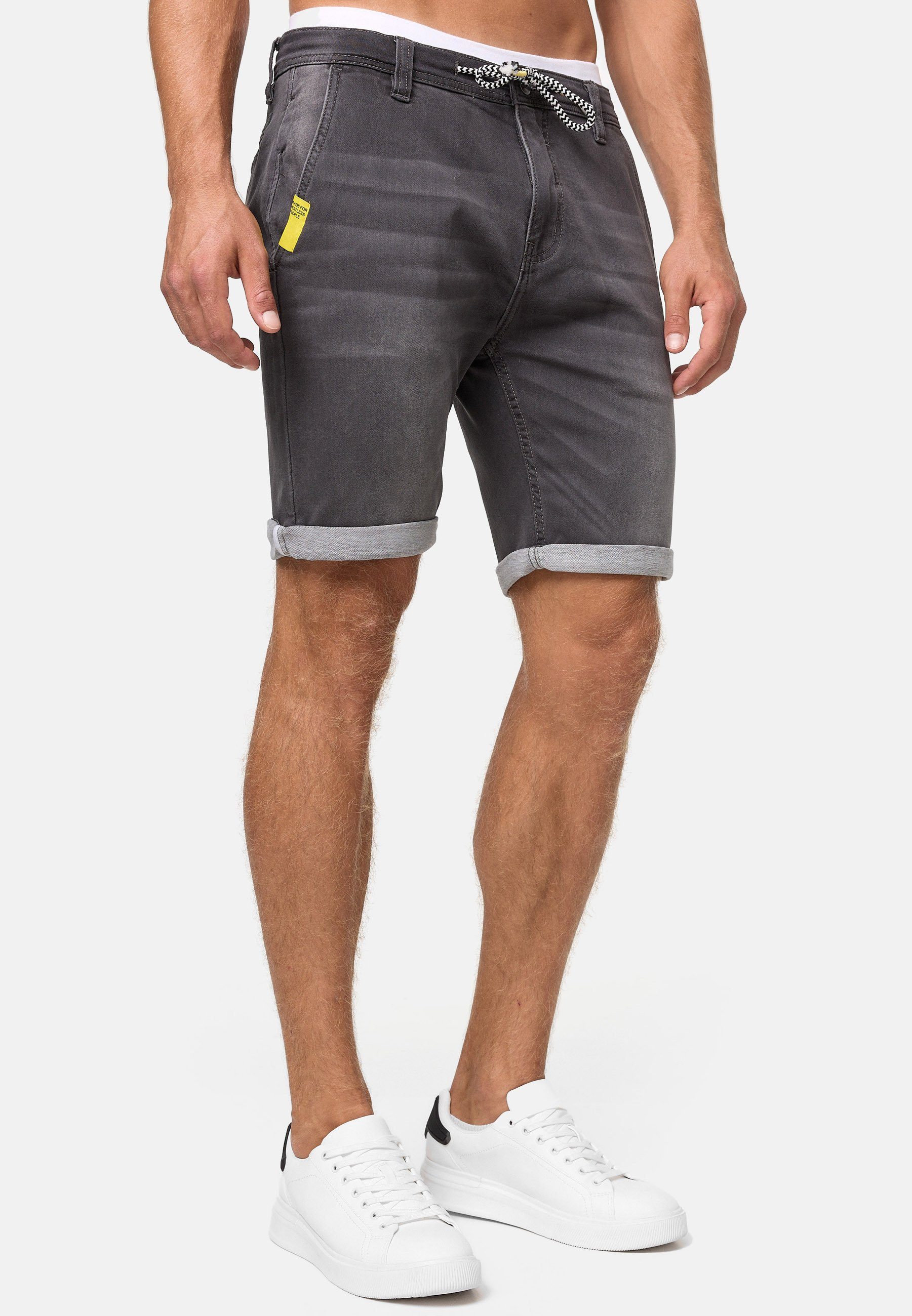 Indicode Jeansshorts Herren Azibo Jeans Shorts Herrenshorts elastischer Bund samt Tunnelzug