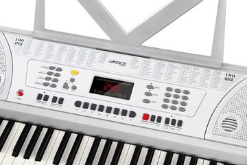 FunKey Home Keyboard FK-61 - 61 Tasten Einsteiger-Keyboard, (Schüler-Set, 4 tlg., inkl. Keyboardständer Weiß, Keyboardbank und Schule), Begleitautomatik mit 100 Rhythmen