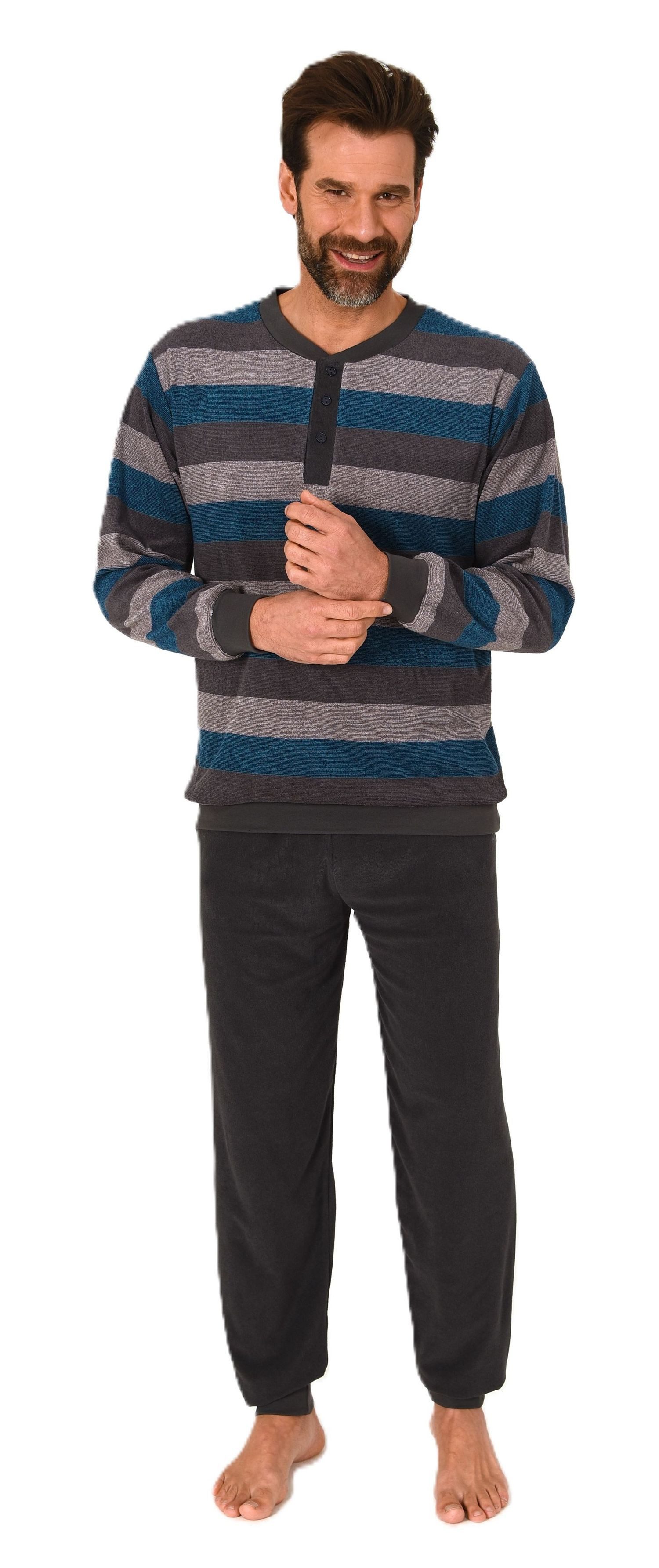 Normann Pyjama Herren Schlafanzug langarm in Frottee Qualität – auch in Übe günstig online kaufen