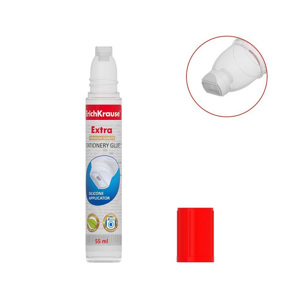 Erich Krause Klebestift, Flüssigkleber haftstark Silikonapplikator 55ml wasserlöslich 1 Stück