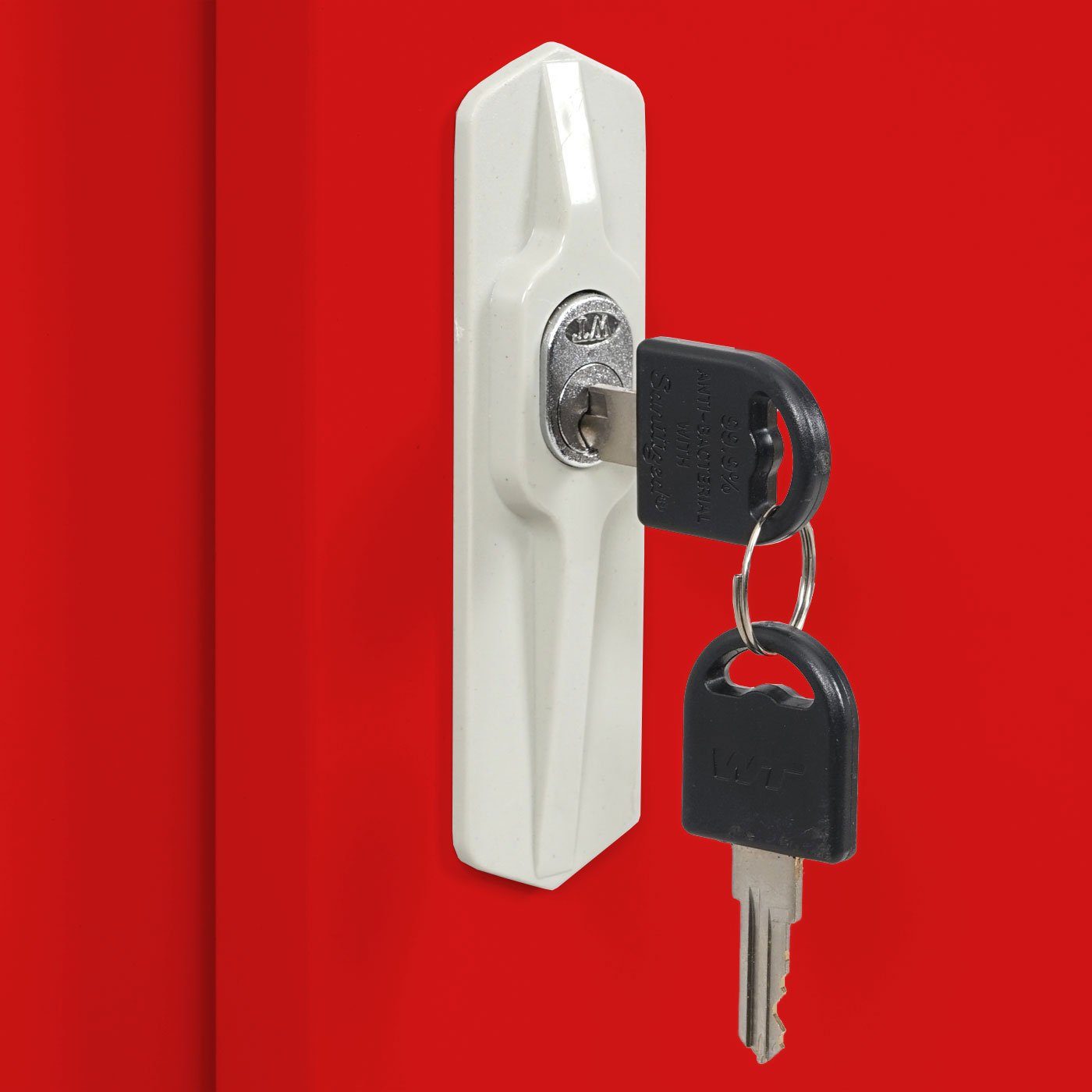 MCW Aktenschrank MCW-F41 Metallschrank, 2 Schlüssel Schiebetüren, Regalboden 2 inklusive, 1 rot
