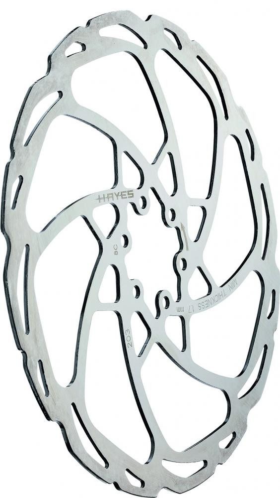 Hayes Scheibenbremse Hayes D-Series Bremsscheibe 203 mm 6-Loch Silber - MRC Geräuschredukti
