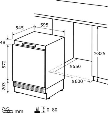 exquisit Einbaukühlschrank UKS140-V-FE-010D, 81,8 cm hoch, 59,5 cm breit