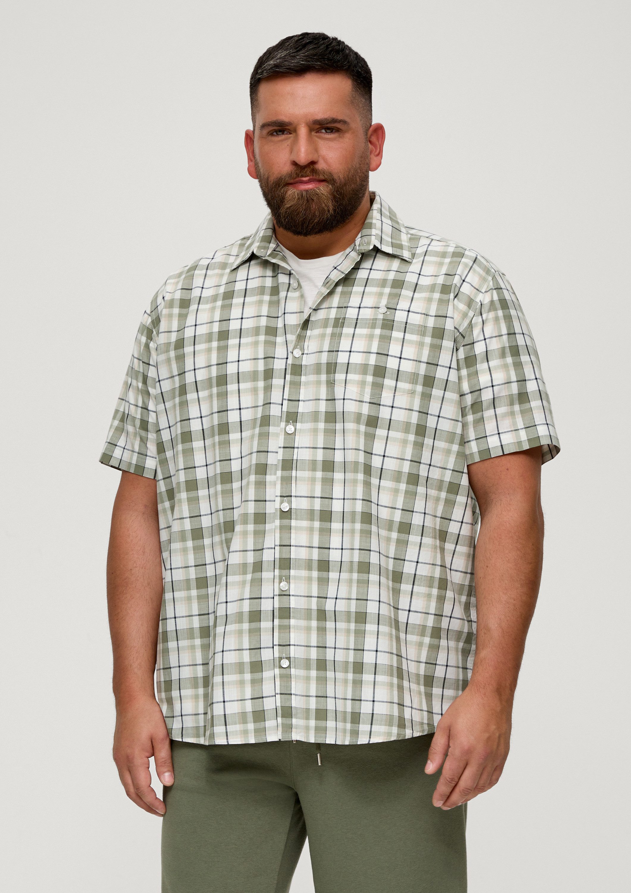 s.Oliver Kurzarmhemd Hemd Kariertes Hemd aus Baumwolle