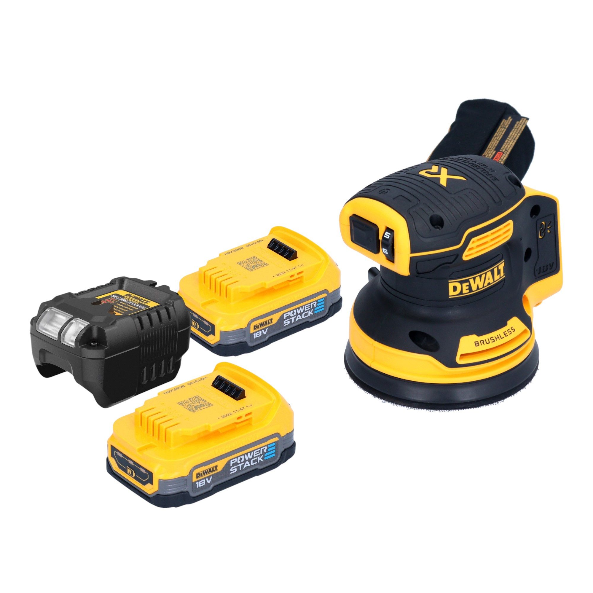 DeWalt Орбитальная шлифовальная машина DCW 210 E2 18 V 125 mm Brushless + 2x Powerstack Akku 1,7 Ah + Lader