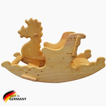 Madera Spielzeuge Schaukelpferd Schaukel Drache Madera made in Germany, Fuß- und Rückenbrett sind 3-fach verstellbar Made in Germany