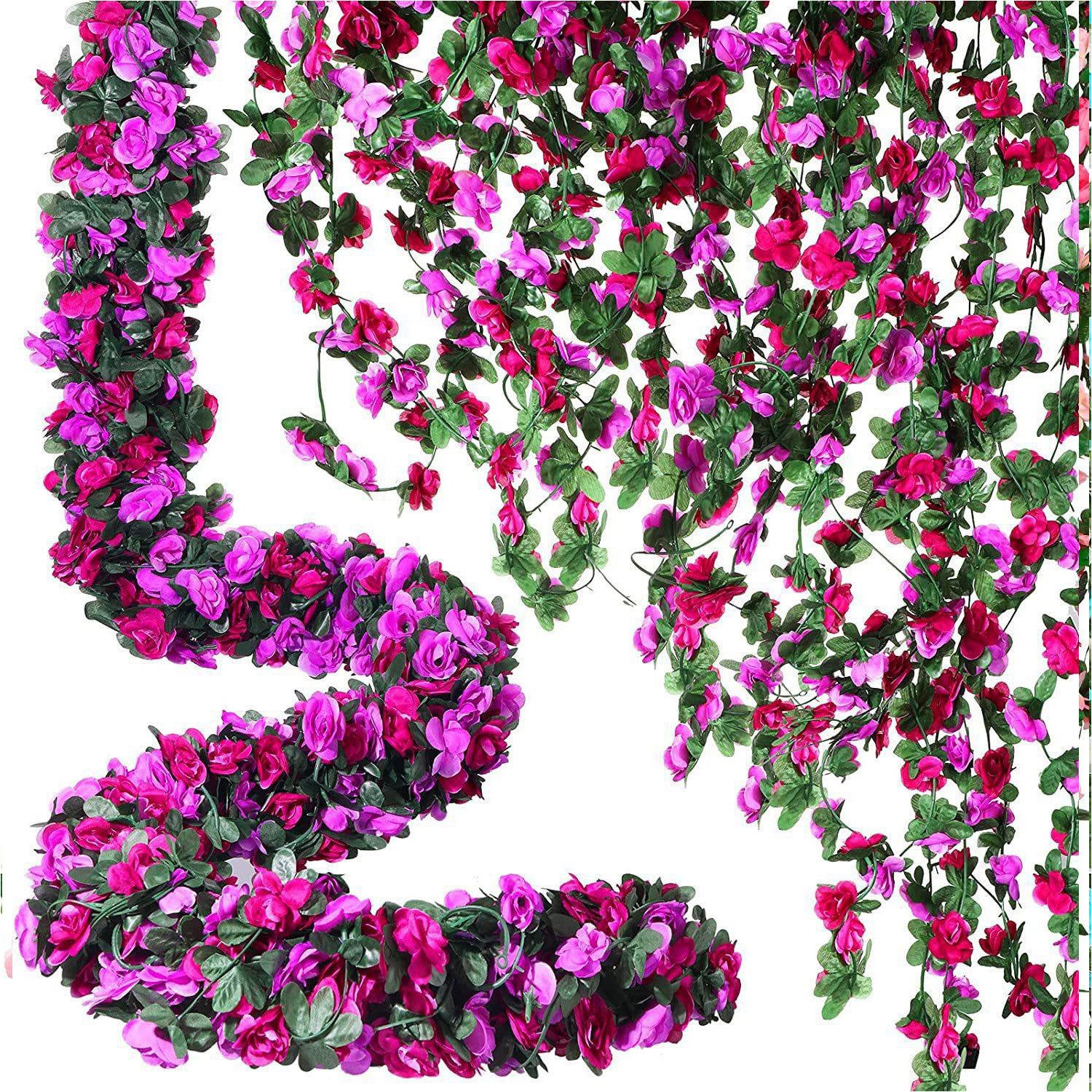 Kunstranke Künstliche Girlande, 2.5M Rosen Blumengirlande für Hochzeit Decoration