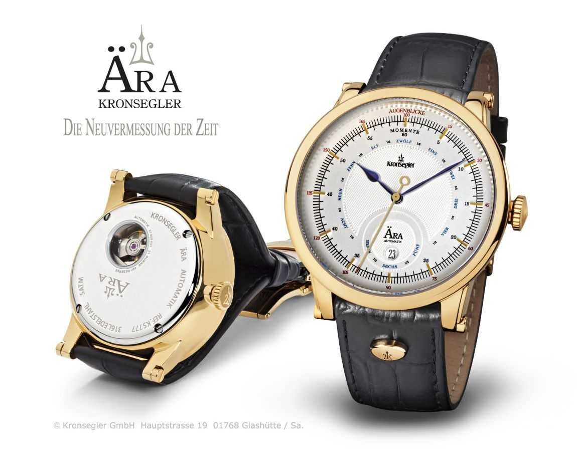 Kronsegler Automatikuhr Ära Herrenuhr mm Lederband gold-weiss KS777 41,5