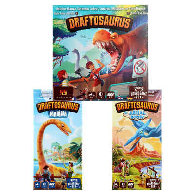 Board Game Box Spiel, Draftosaurus + Marina + Aerial Show - Set Grundspiel + Erweiterung