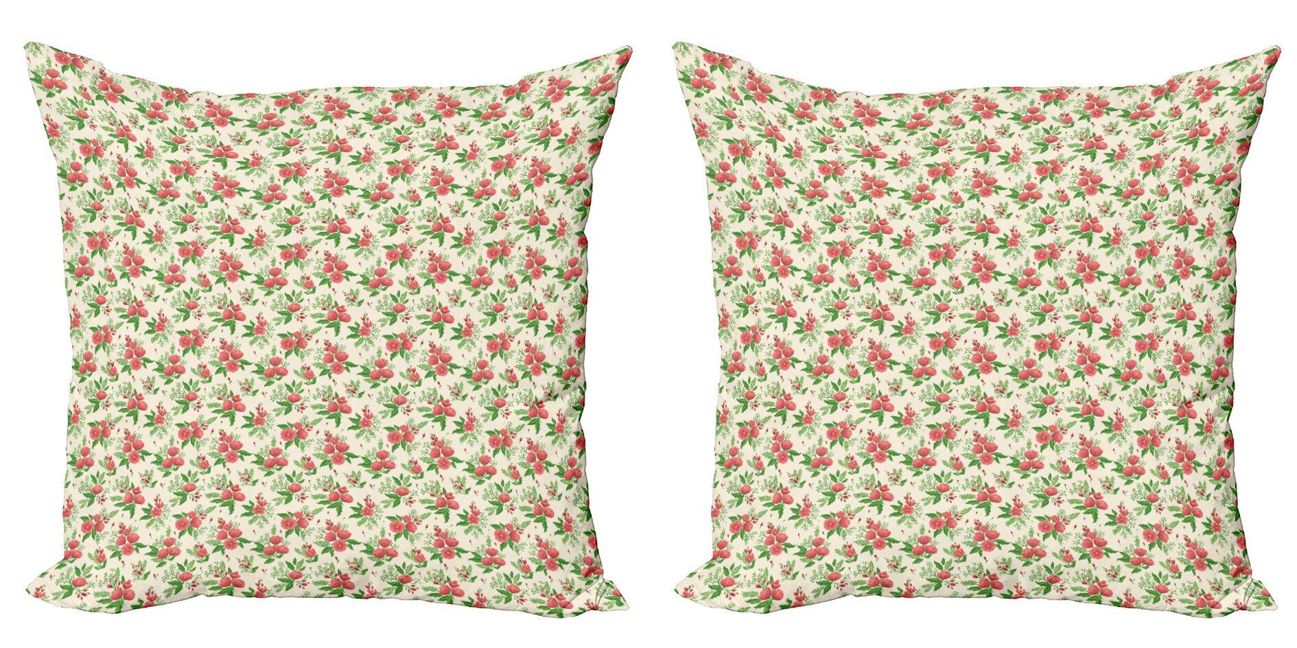 Modern (2 Accent Buds Doppelseitiger Frühling Stück), Abakuhaus Digitaldruck, Kissenbezüge Blumenweinlese Blooming