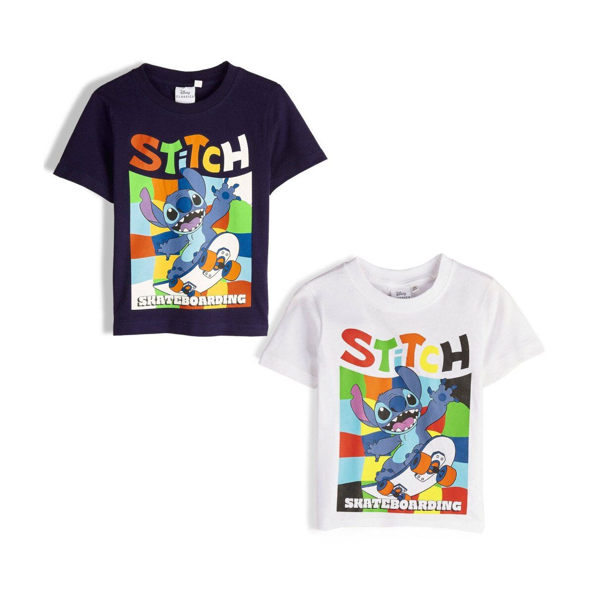 Disney T-Shirt 2er Pack Lilo & Stitch Skateboarding Kinder T-Shirt 4-10 Jahre