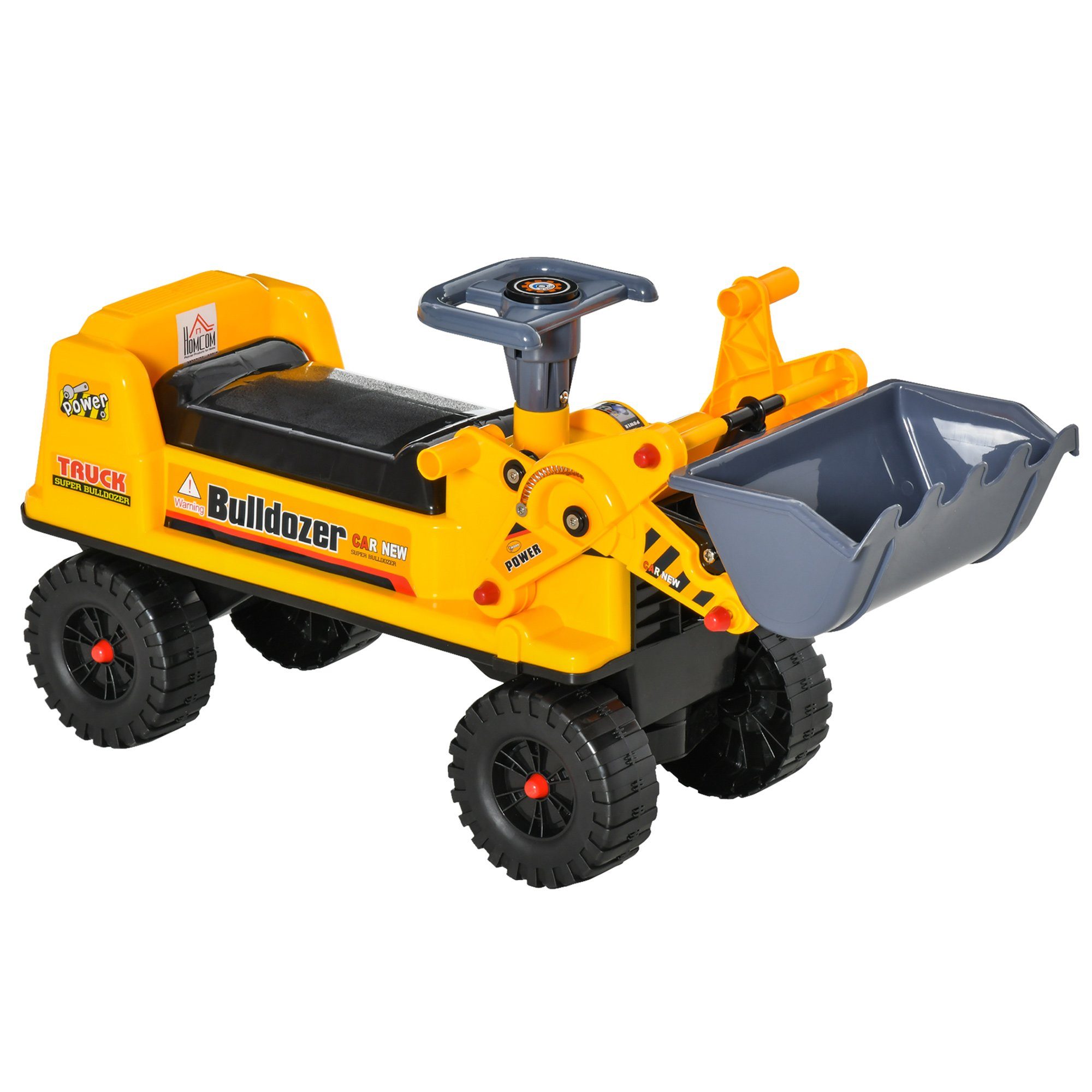 HOMCOM Rutscher Kinder Bulldozer mit Stauraum