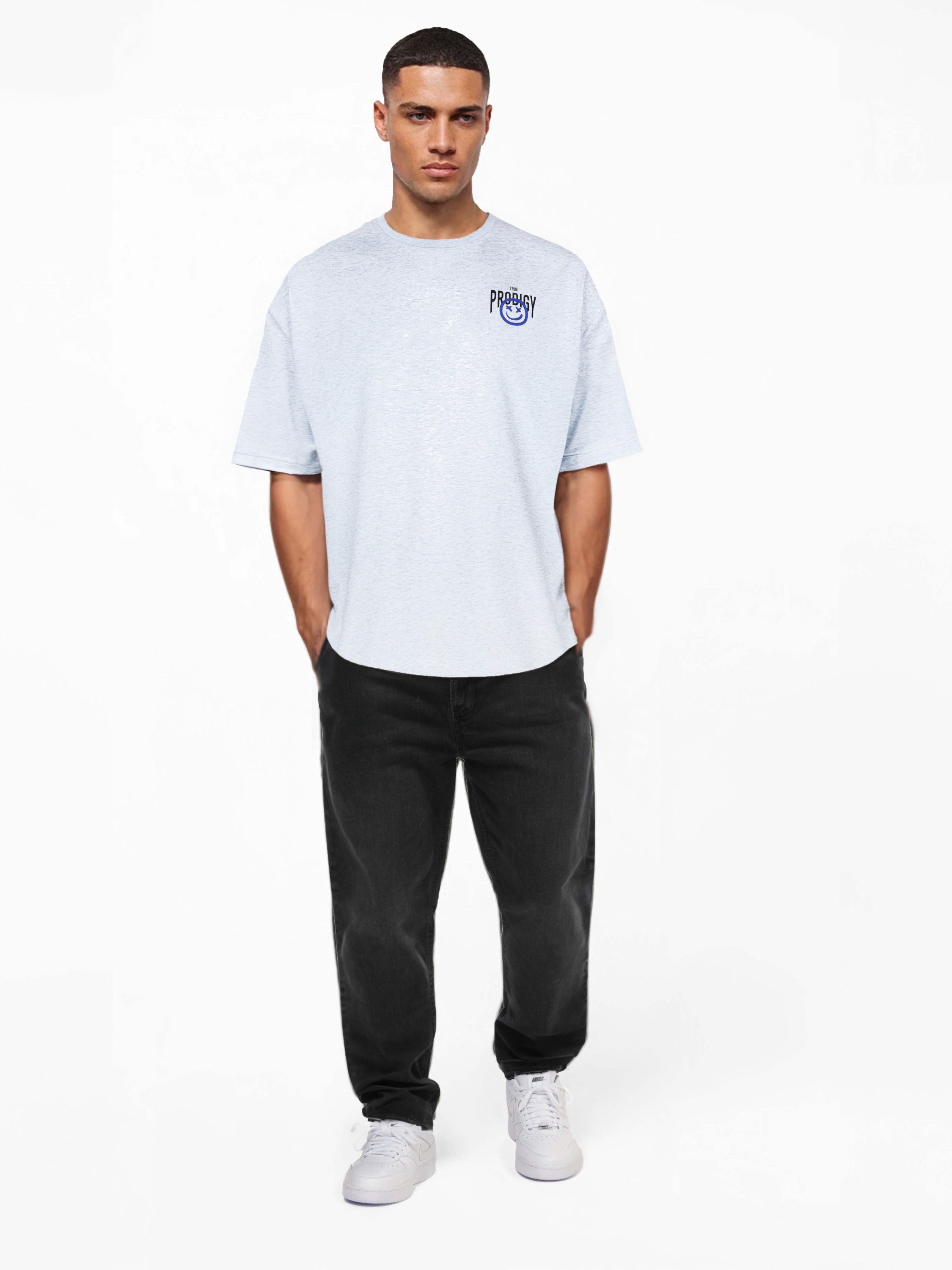 trueprodigy Oversize-Shirt Hajin Logoprint Rundhals dicker Stoff