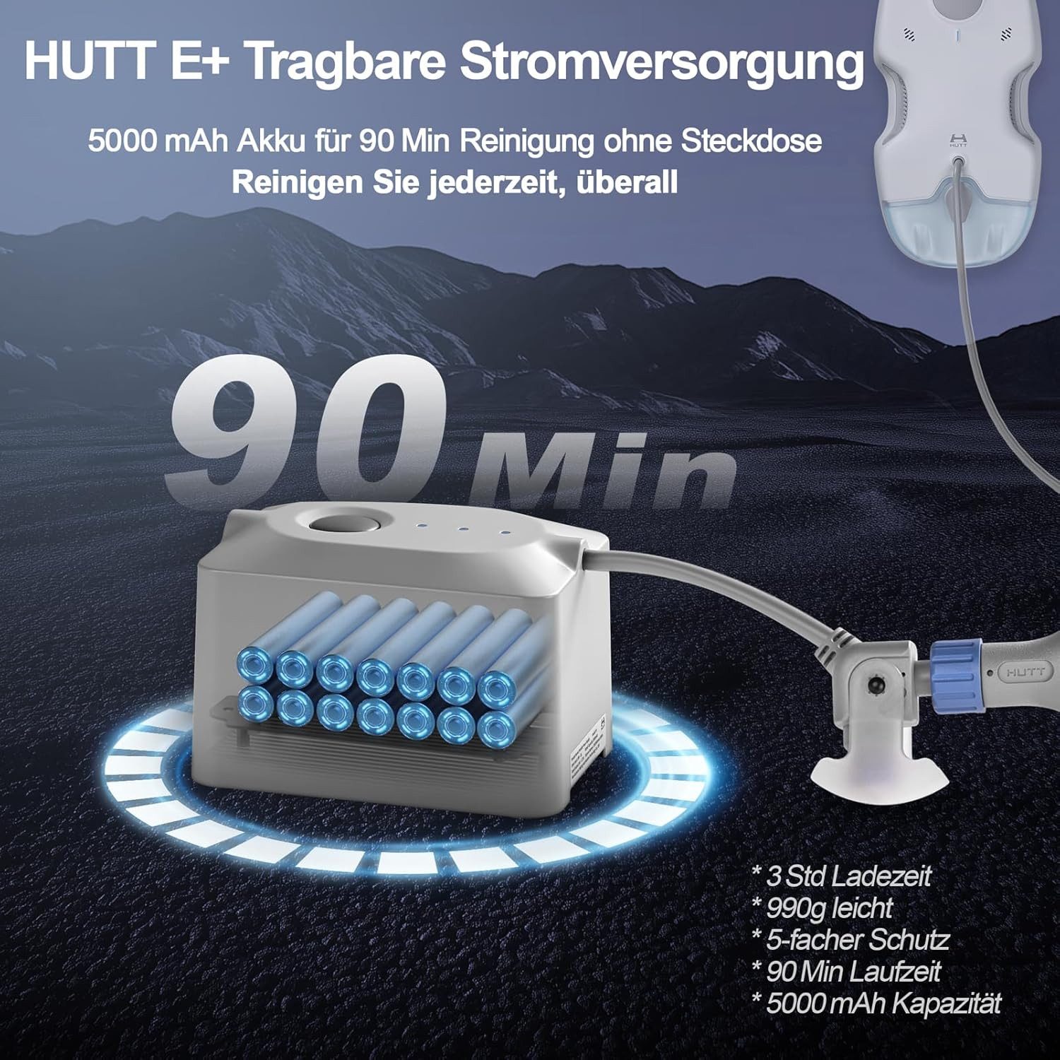 HUTT Fensterputzroboter S7 Plus Fensterputzroboter mit Akku Abnehmbarer, Sprühfunktion 80ml, Automatischer Wasserstrahl,kabellose Fensterreinigung