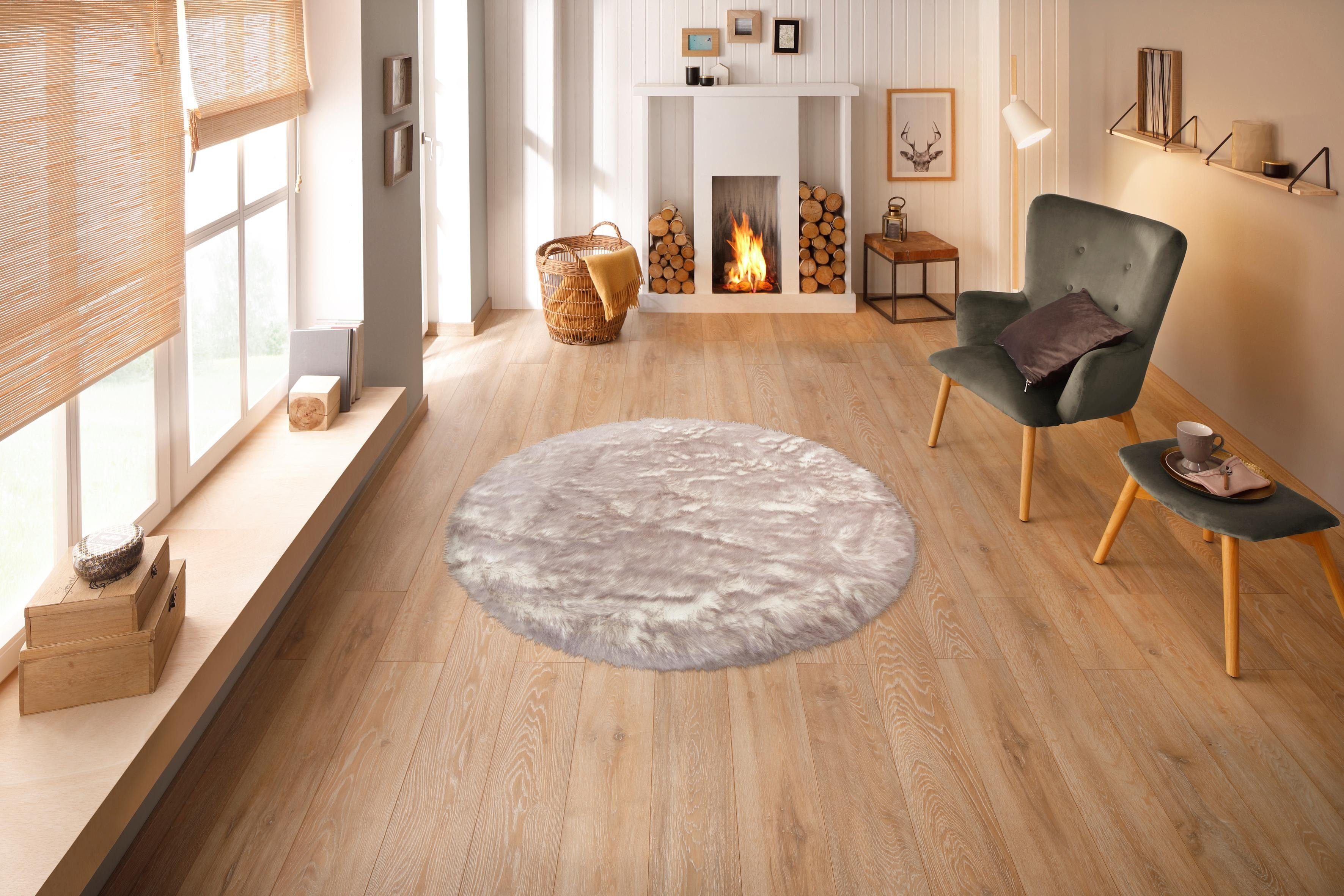 my home Fellteppich Sammo, rund, Höhe: günstig online kaufen