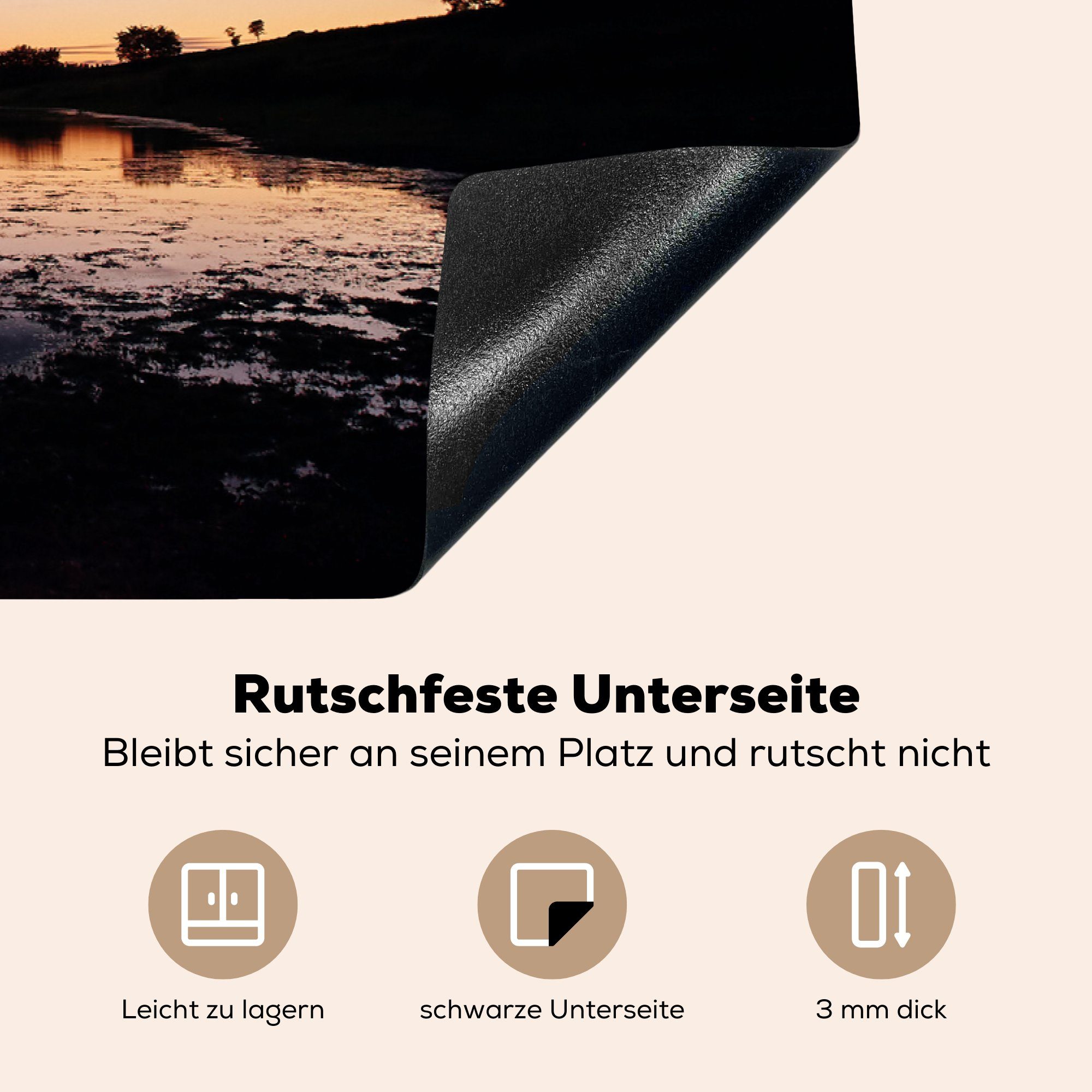 (1 MuchoWow Herdblende-/Abdeckplatte Induktionskochfeld Exmoor küche, Vinyl, England, Ceranfeldabdeckung für die Park Schutz tlg), cm, National 81x52 im Sonnenuntergang