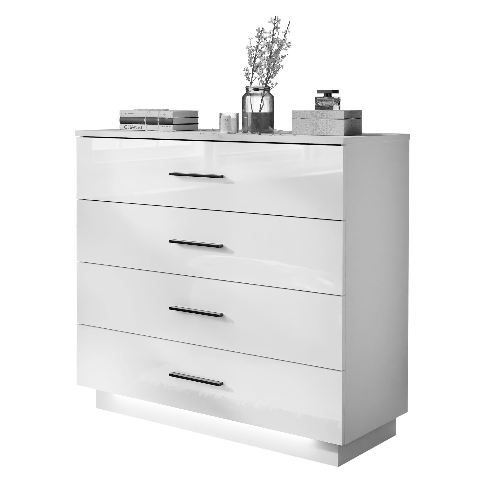 Lookway Kommode LINA mit Schubladen und schwarzen Griffen, Breite 95cm