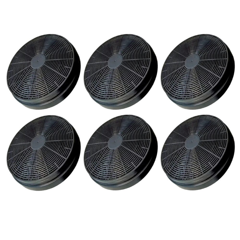 Trade-Shop Aktivkohlefilter 6x passend für Fagor AS0015184, KKT Kolbe K122 K606, Zubehör für Respekta MIZ0023 MIZ0023N MIZ0023NA1, PKM CF110 K10001 4016572013856, Candy 49037930, Fagor AS0015184, Hanseatic CF110 K10001 812120 4016572013856, Schneider CF110 K10001 4016572013856, Klarstein 10030983 CGCH2 K10001 10027530 10027711, Bomann KF 561 256100 KF561 256300, Baumatic ST1, KKT Kolbe K122 K606, Sogedis 35419 35973, Vioks 2461-BH 50067-BH, Exquisit CF110 K10001 T1CHF01 4016572013856, Durchmesser: 17,5 cm / Höhe: 3,5 cm - Ersatzteil für Dunstabzugshauben