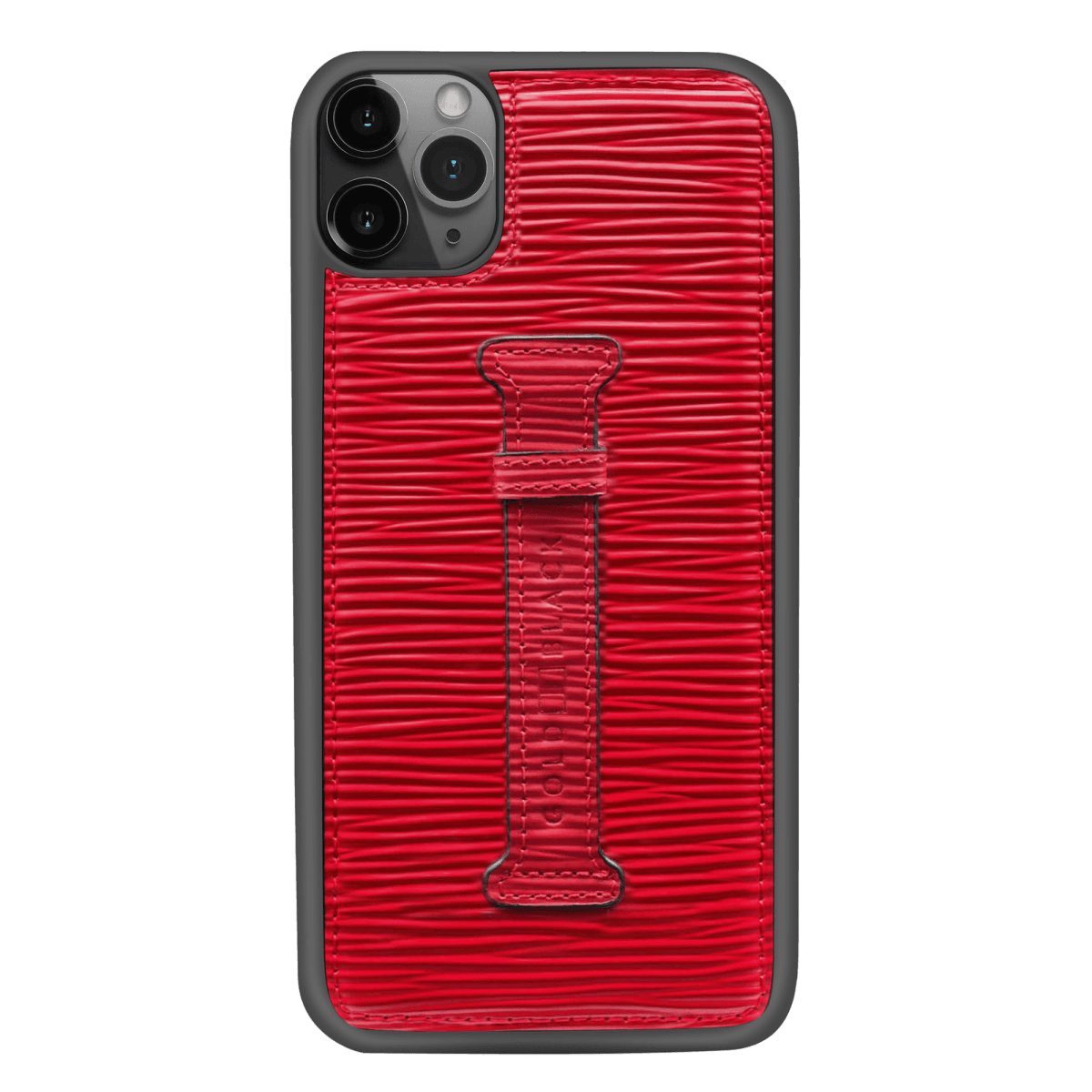 GOLDBLACK Handyhülle iPhone 11 Pro Max Lederhülle mit Fingerschlaufe UNICO-Prägung Rot