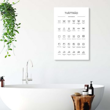 Posterlounge XXL-Wandbild Typobox, Wasch- & Pflegesymbole (schwedisch), Badezimmer Grafikdesign