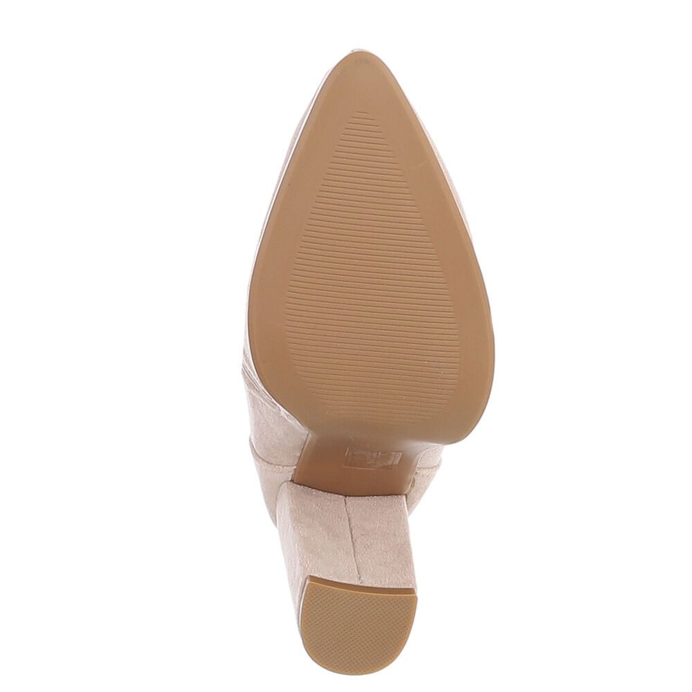 Ital-Design Elegante Damenstiefel mit Blockabsatz für Alltag und Freizeit High-Heel-Stiefel (91154703) Blockabsatz Stiefel in Beige